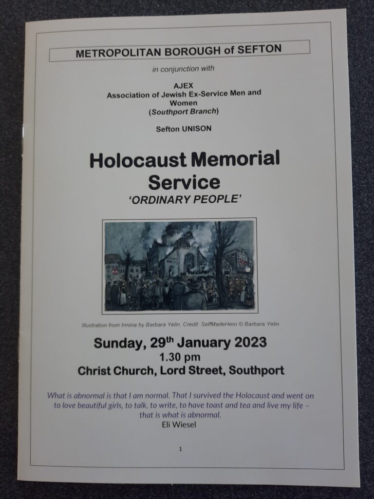Holocaust Memorial Day 2023 – Southport Synagogue – Arnside Road